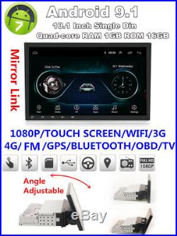 10.1 1Din Android 9.1 Adjustable Autos GPS 1GB+16GB Wifi BT Mirror Link OBD DAB