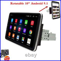 10.1 Android 9.1 Rotatable 1DIN Car Radio Stereo GPS NAVI Player FM WiFi+Camera