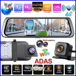 10 IPS Touch Screen Bluetooth WiFi 4G Android Car DVR Camera ADAS GPS Navi FHD