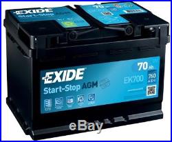 1x Exide Stop Start 70Ah 760CCA 12v 067 AGM Car Battery 4 Year Warranty EK700