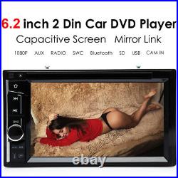 2DIN In-dash 6.2 Car Stereo Radio DVD LCD Player BT Mirror Link for GPS + Camera