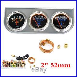 2 52mm Triple Gauge Kit 3in1 Volt Meter Water Temp Oil Pressure Car Auto Meter