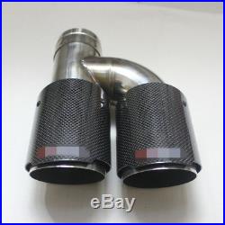 2 Pcs 63-89mm Glossy 100% Real Carbon Fiber H Type Autos Dual-Pipe Exhaust Pipes