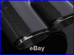 2 X 63-89mm Glossy Carbon Fiber Car Dual Pipe Exhaust Tail Muffler Left + Right