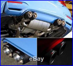 2 X 63-89mm Glossy Carbon Fiber Car Dual Pipe Exhaust Tail Muffler Left + Right