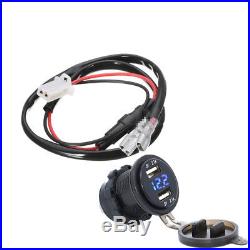 2 in1 Car Dual USB Charger and Voltmeter Blue LED Light 12V Car Motorcycle