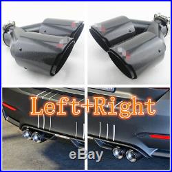 2 x Left+Right Side Real Carbon Fiber Car Dual Exhaust Pipe Modified Kit 63-89mm
