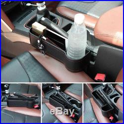 2pcs Leather Car Seat Seam Wedge Bottle Cup Holder Coin Storage Box Organizer