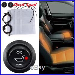 4X 2 Seats Universal Carbon Fiber Heated Cushion Seat Heater Pad Kit Switch 12V