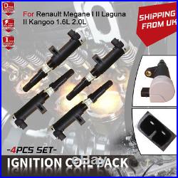 4x Ignition Coils for Renault Avantime Scenic Modus Espace Clio 1.4L 1.6L 2.0L