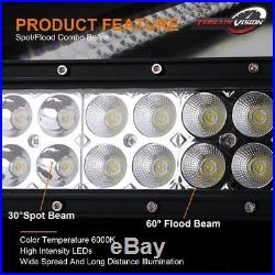 54 Inch 312W CREE LED Bar Combo Beam Curved Work Light for 4WD + 2x 4 18w+Wire