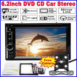 6.2 inch Double 2DIN Car MP3 CD Player Bluetooth Touch Screen Stereo Radio +Cam