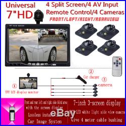 7Car 4CH Quad Split HD Reverse Monitor 4AV Input+170°Night Vision Camera+Remote