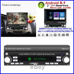 7 HD Touch Screen 1Din Retractable Android 8.1 Car Quad-Core 1+16G GPS Wifi BT