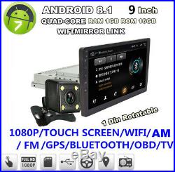 9 Touch Screen Android 8.1 Car Stereo Radio GPS Wifi Mirror Link With Rear Camera