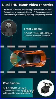 Android 8.1 8in FHD Car DVR Dash Cam GPS Nav Wifi ADAS Recorder +Rearview Camera