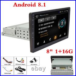 Android 8.1 Single DIN 16GB Adjustable Car 8in Stereo Radio GPS Navigation Wifi