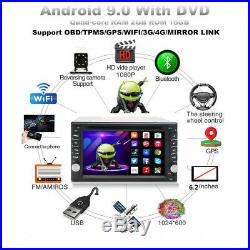 Android 9.0 2DIN 6.2 Car DVD Player GPS Navigation BT Stereo Radio Mirror Link
