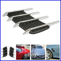 Auto Hoods & Door Side Vent Simulation Intake Grille Chrome Decorative Stickers