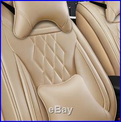 Beige Deluxe Edition Seat Cushion PU Leather Car Seat Covers For Four Seasons