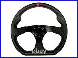 Black Aftermarket 350mm D1 Steering Wheel + Quick Release boss 42BK fits RENAULT