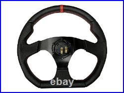 Black Aftermarket 350mm D1 Steering Wheel + Quick Release boss 42BK fits RENAULT