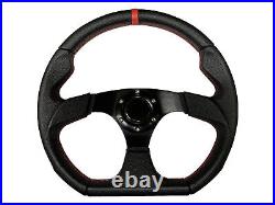 Black Aftermarket 350mm D1 Steering Wheel + Quick Release boss for RENAULT