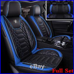 Black&Blue Plaid PU Leather 6D Car Seat Covers Front Rear Car-Styling Seat Cover