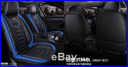 Black&Blue Plaid PU Leather 6D Car Seat Covers Front Rear Car-Styling Seat Cover