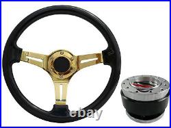 Black Gold TS Steering Wheel + Quick Release boss for RENAULT