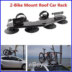 Black Heavy-Duty 2 Bike Fork Mount Roof Car Rack Bike Rack With2 Rear Wheel Straps