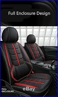 Black/Red PU Leather 5-Seats Car Seat Cover Cushion For Interior Accessories