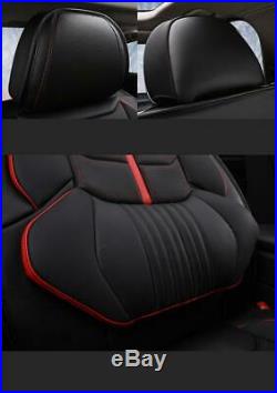 Black/Red PU Leather 5-Seats Car Seat Cover Cushion For Interior Accessories