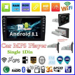 Bluetooth Car GPS Sat Nav Android 8.1 9 1Din Car MP5 Player Stereo Radio 1+16G