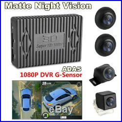 Car 1080P HD 360° 4CH Surround Bird View System DVR ADAS With Light Night Vision