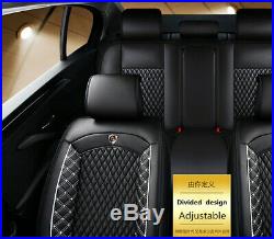 Car Seat Covers For Auto SUV Truck Front & Rear Black White PU Leather Universal