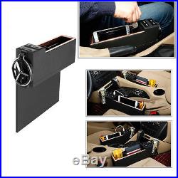 Car Seat Side Drop Catcher Gap Filler Organizer Caddy Storage PU Leather Black