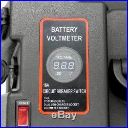 Car Truck 12V Multi-purpose Battery Box Dual USB Charger withLED Voltmeter Gauge