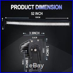 Curved 52Inch LED Light Bar Combo+2X 4 Pods Cube+Wiring+Remote Kit For Jeep