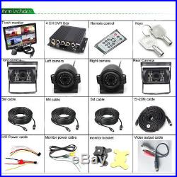 DC12-24V 4CH DVR Video Recorder Box+4Night Vision HD Cameras+7 Monitor Car SUV