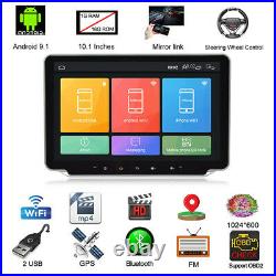 Double 2DIN Rotatable 10.1'' Android 9.1 Car Stereo Radio GPS Wifi With Camera Kit