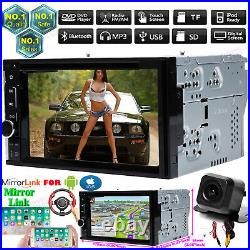 Double 2Din Car Stereo+Backup Camera Audio MP5 MirrorLink-GPS For Andriod IOS+Ca