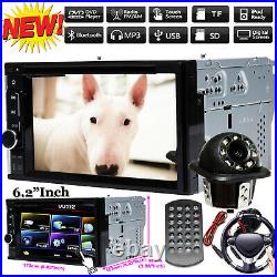 Double DIN 6.2 In dash Car Stereo Radio CD DVD LCD Player Bluetooth MP3 &Camera