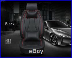 Durable Soft 5-Seats Car Front Rear Row Seat Cover PU Leather Cushion+Pillows