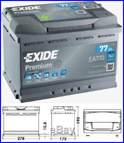 EXIDE EA770 12v Type 067 096 Car Battery 4 Year Warranty EA770 YBX5096