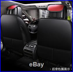 For 5-Seats Car Seat Cushion Cover 5D Surround Luxury Leather With Waist Pillows