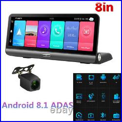 Full HD 8in Android 8.1 Car Dash Cam 4G WiFi ADAS Dual Lens DVR Camera GPS Navi