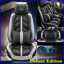 Full Seat PU Leather Car Seat Cover Cushion Pad With Headrests & Waist Pillows
