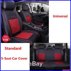 Leather Mesh Fabric Breathable Car 5-Seat Covers Cushion Backrest Armrest pad