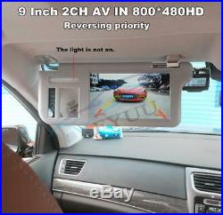 Left+Right 9 Autos Touch Button 2 Channel Sun Visor HD Rearview LCD Monitor 12V
